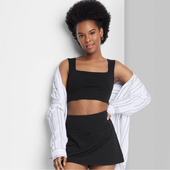 BUNDLE of Heart Soul Crochet Boho Shorts & Wild Fable Square Neck Crop Tank. - Picture 3 of 9